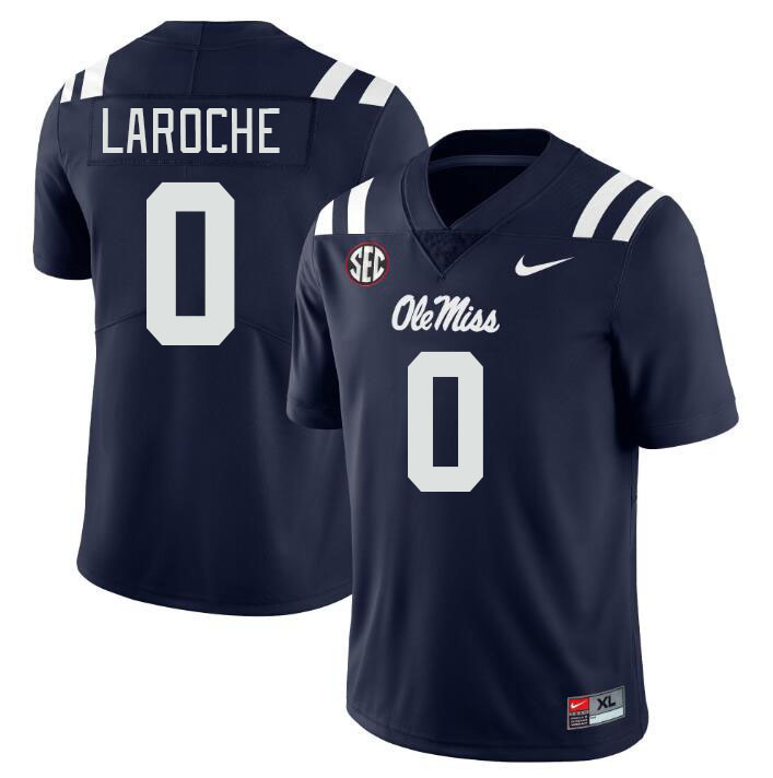 Ole Miss Rebels #0 Lucas Laroche College Football Jerseys Stitched Sale-Navy